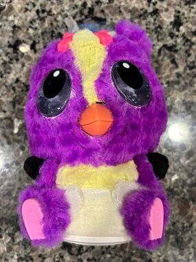 HatchiBaby Purple Plush Small Toy with Yellow Accents - lights up